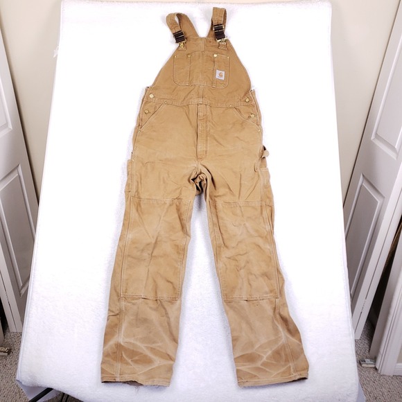 Carhartt Other - Carhartt R01 BRN Double Knee Unlined Duck Bib Overalls Mens 38x34 Carpenter